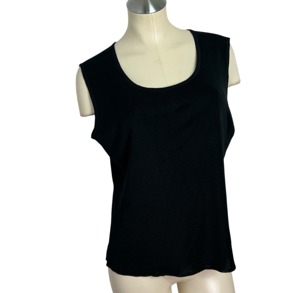Ming Wang Tank Top Black Career Workwear Knit Stretch Size Large